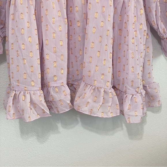 NWT OPT Lluvia Lilac Purple‎ and Gold Mini Sheer Dress Size XL Boho Peasant - Picture 7 of 7
